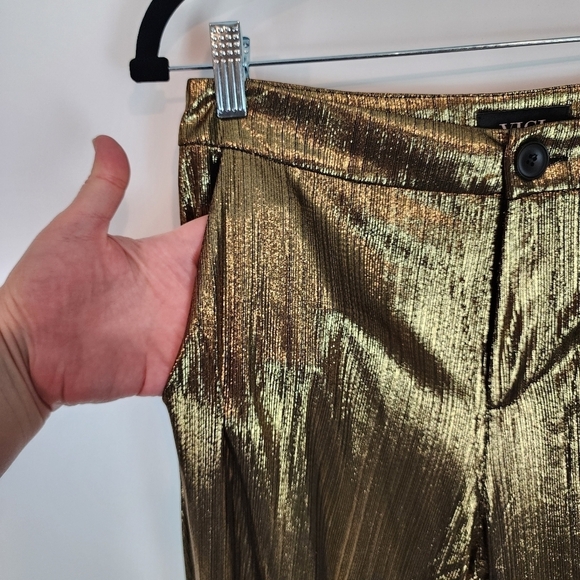 Vici Exclusive x Fate Walk of Fame Shimmer Flare Pants Gold Bell Bottom Pant Md - Picture 3 of 11